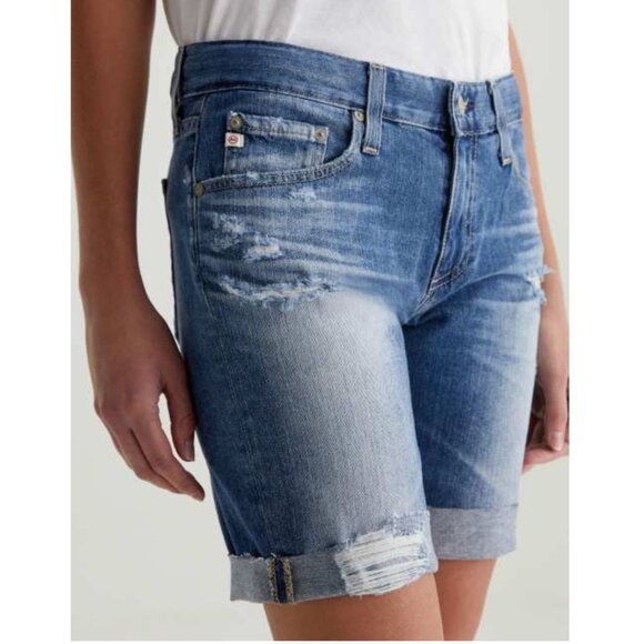 NWT AG Jeans Nikki Shorts in 16 Years Indigo Deluge Destructed Size 26 - Picture 1 of 5
